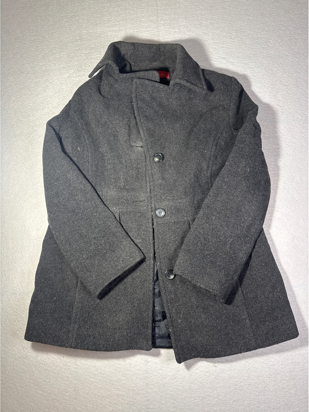Anne Klein Women's Gray Wool Pea Coat Medium